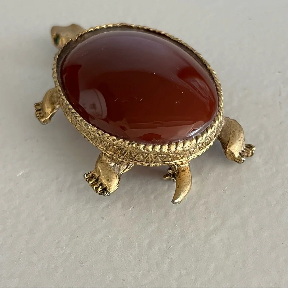 HOBE TURTLE TORTOISE FIGURAL BROOCH PIN RARE VINTAGE HEIRLOOM GIFT SIGNED